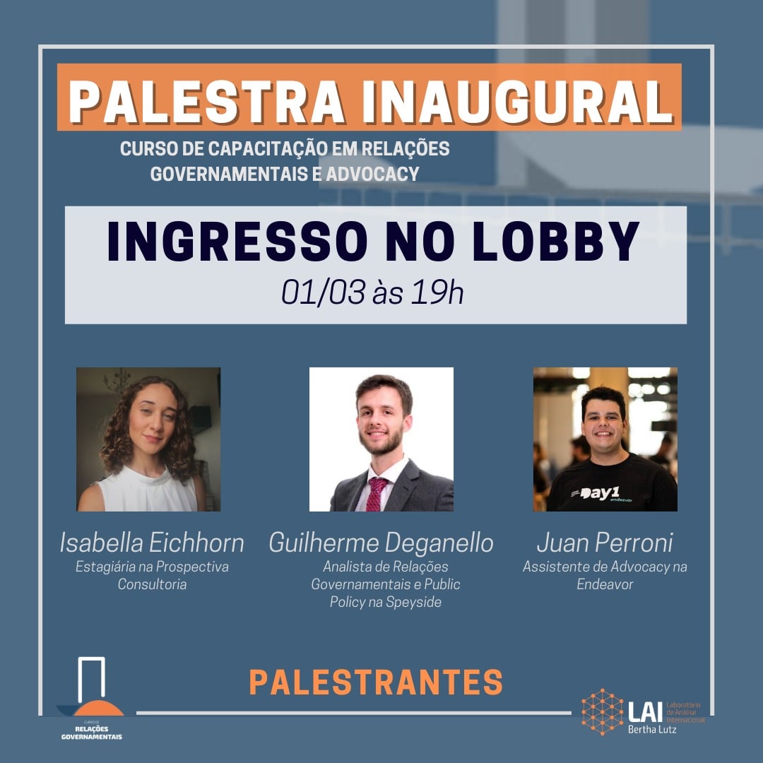 Ingresso no Lobby será tema de palestra no dia 01/03/2021