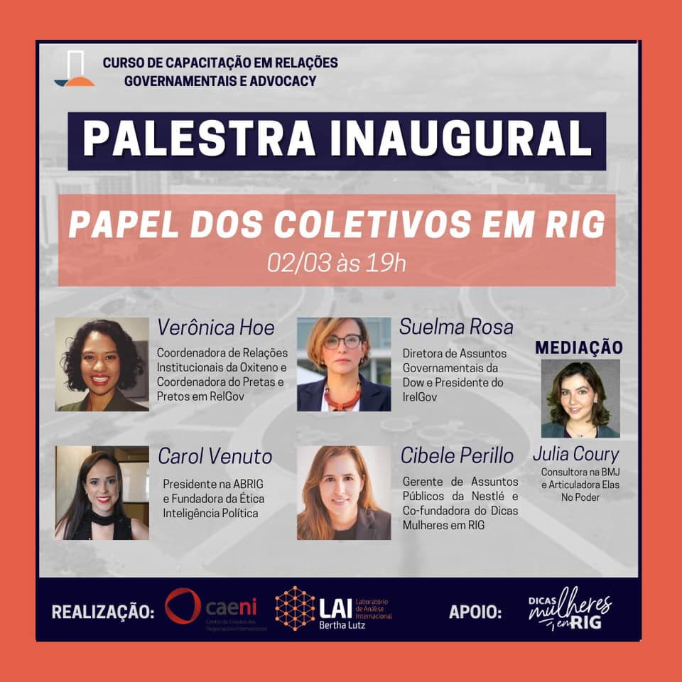 Palestra sobre os coletivos em RIG será realizada em 02/03/2021