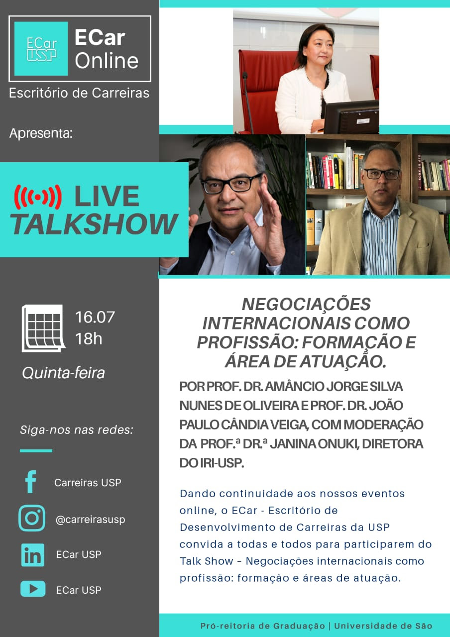 Talk Show sobre Negociações Internacionais como profissão